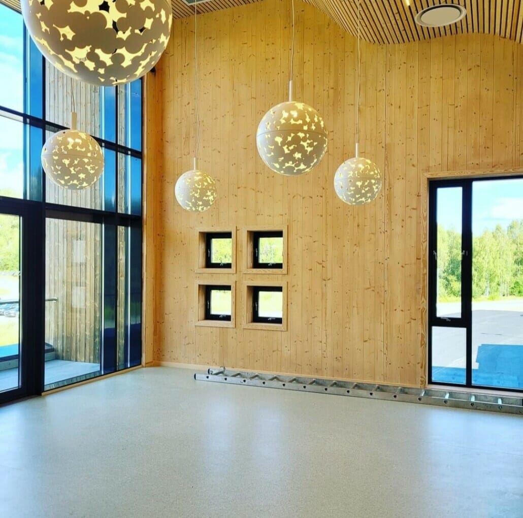 Massivtre materialer brukt innendørs, foto.