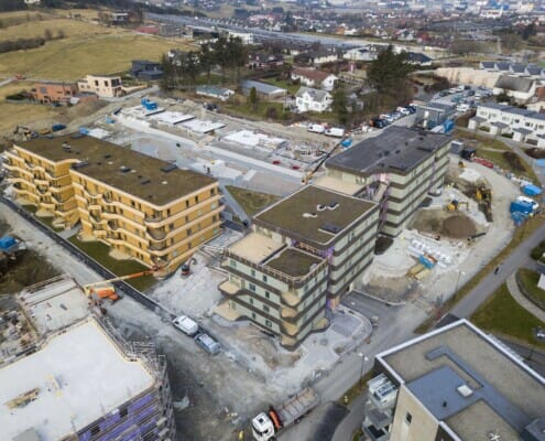 Utvendig drone oversikt, illustrasjon.