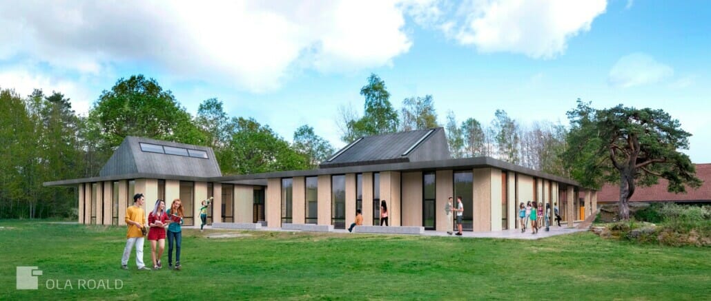 TUSK+NY Massivtre konstruksjon av Tjøme ungdomsskole, foto.