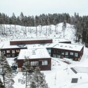 Drone oversikt over bygget, foto.