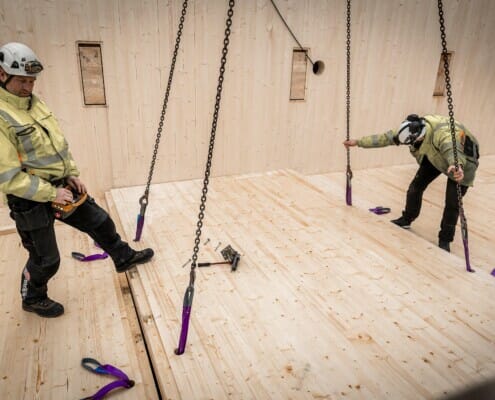 Splitkon_RS_Horten-20 Plassering av ferdige elementer fra Splitkon i lokalet, foto.