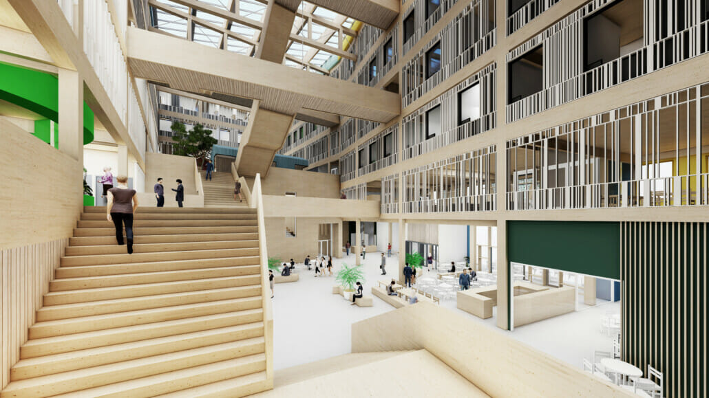 Campus Kristiansund inside Ferdig resultat av innvendig Campus Kristiansund, illustrasjon.