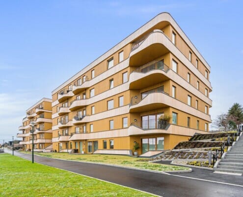 Sideperspektiv av leilighetene, foto.